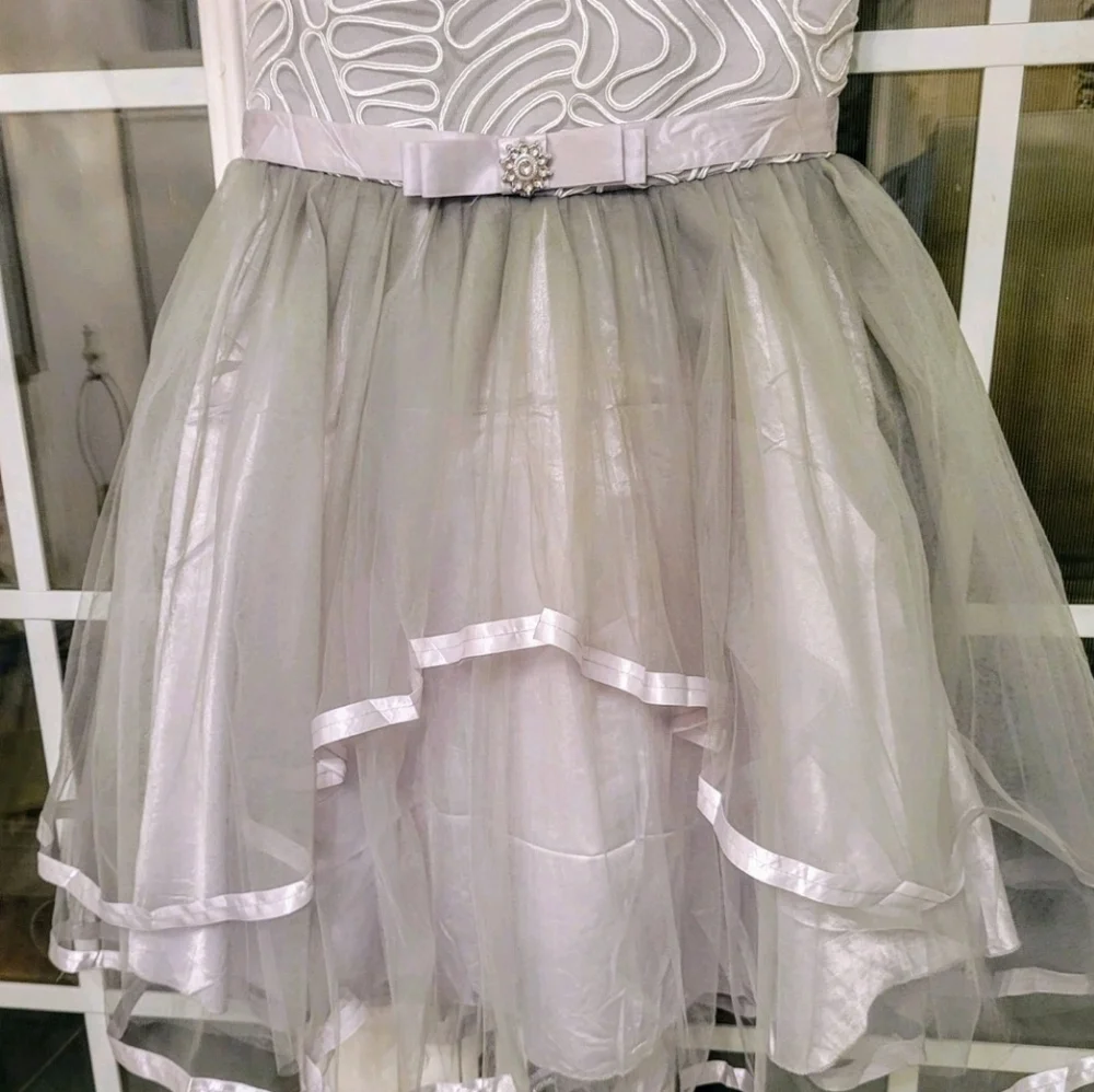 New Girls Size 10 Dress Embroidery‎ Gray & Silver Wedding Party Any Occasion
